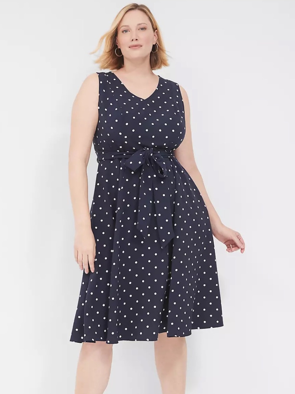 Lane Bryant Lena Sleeveless Level-Hem Midi Dress Navy White size 24